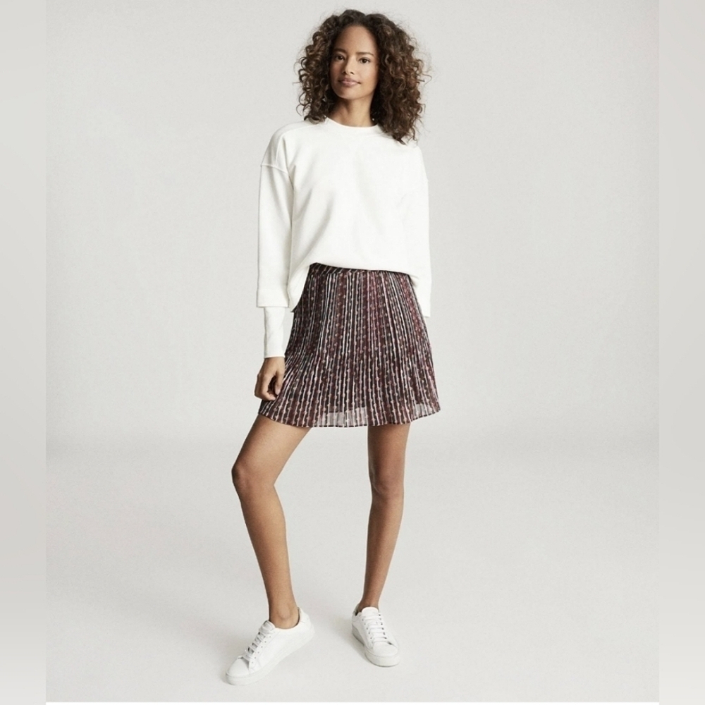 NWT Reiss Alani Pleated Geo Printed Mini Skirt Size 10